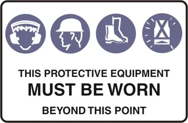 M 131 - C — MANDATORY - THIS PROTECTIVE EQUIPMENT MUST BE WORN BEYOND THIS POINT
